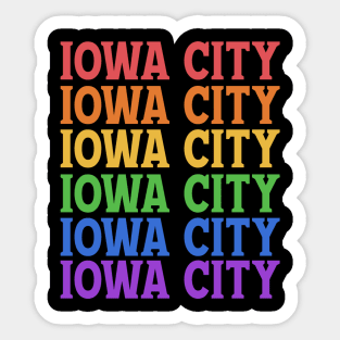 IOWA CITY RAINBOW TEXT Sticker